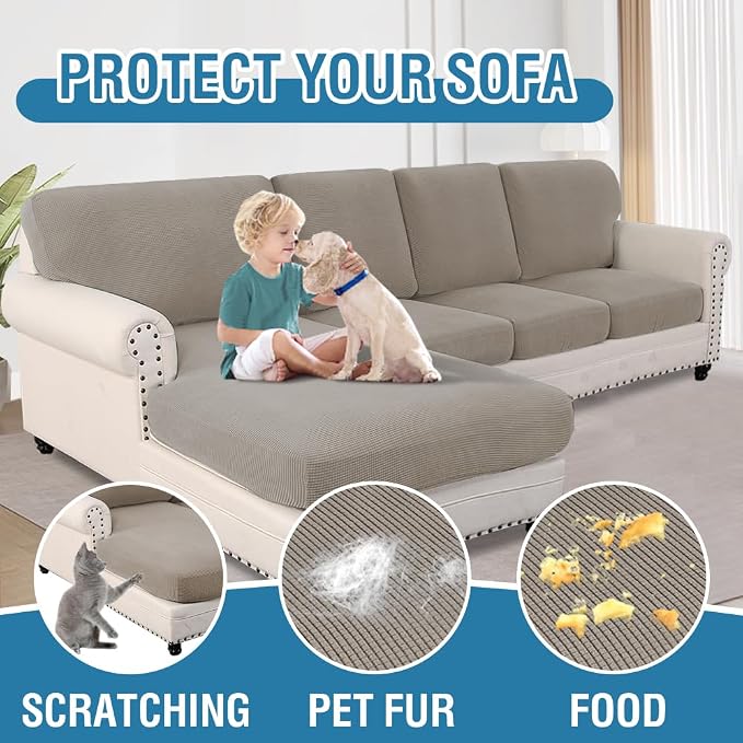 H.VERSAILTEX Sectional Couch Covers 8 Pieces Stretch Sofa Covers - Image 7