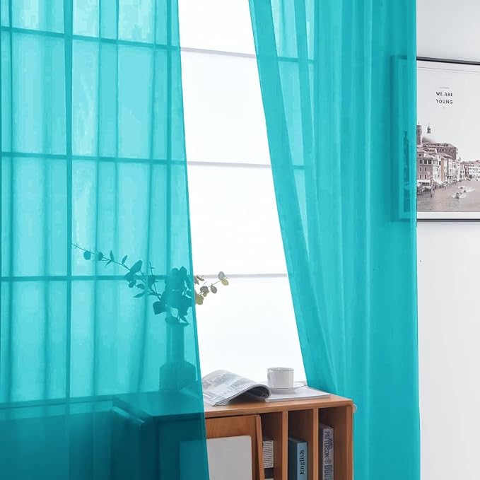 SpaceDresser Sheer Voile Window Treatment Rod Pocket Curtain Panels - Image 3