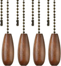 Ceiling Fan Chain Pulls Decorative Extension 12 Inches Walnut Color Wooden Pull Chain Fan Pulls Set Ornaments For Ceiling Light Lamp Fan Chain (Bronze) 4 Pcs