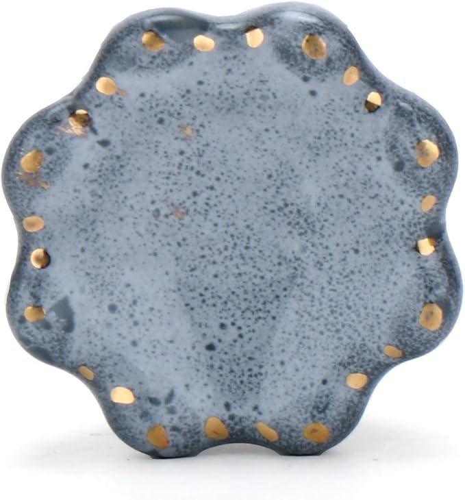 Perilla Home Set of 6 Begonia Knob Ceramic Decorative Begonia Round Knobs for Home Kitchen Cabinet Hardware Cupboard Door Dresser Wardrobe Drawer Pulls (Grey)