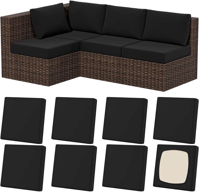 8Pcs Outdoor Cushion Covers, Stretch Patio Furniture Couch Chair Slipcovers | by VORSHAPE