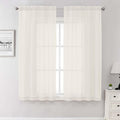 Ivory Sheer Curtains 68 Inch Length 2 Pcs, Light Filtering Rod Pockets Bedroom by Lecloud