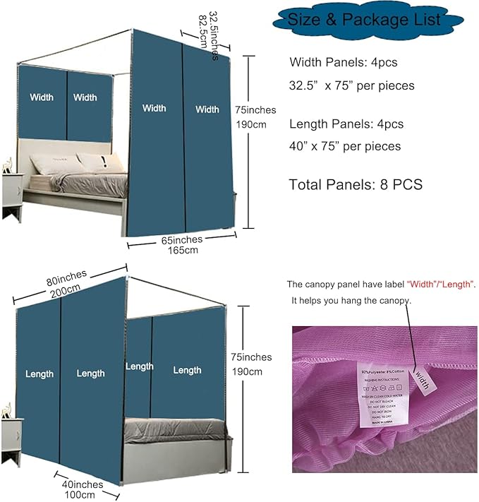 Akiky Canopy for Girls Room Bed Curtains Sheer Curtain for Twin Full Queen Size Bed Drapes,8 Panels Canopies with Light,Room Décor(Full/Queen, Sage Green)