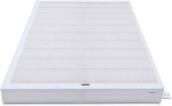 Amazon Basics Smart Box Spring Bed Base, 9-Inch Height Mattress Foundation, Tool-Free Easy Assembly, King, 79"L x 75.5"W x 9"H, White