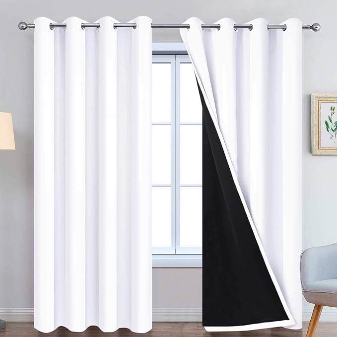 Yakamok Pure White 100% Blackout Curtains 96 Inches Long 52" Wide 2 Panel | by Yakamok