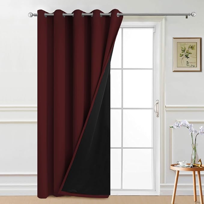 Yakamok Burgundy Red Blackout Patio Door Curtain Panels W70 x L84, 1 Panel | by Yakamok
