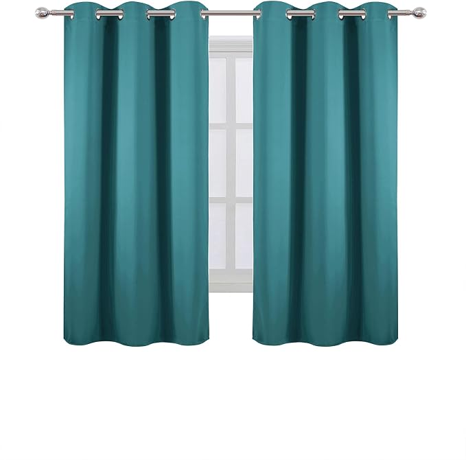 Sea Teal Blackout Curtains 34 x 63 Inch Length/Set of 2 Curtain Panels/Thermal - Image 2