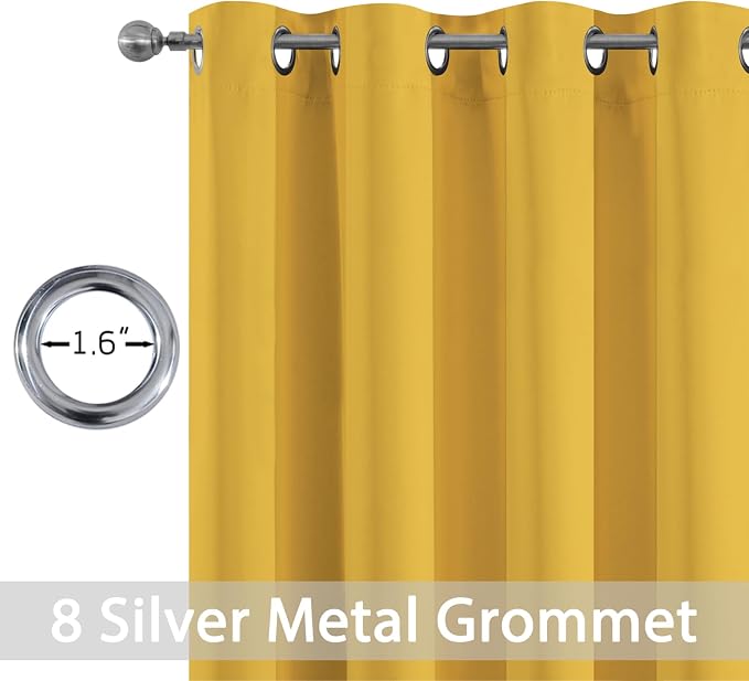 Yakamok Mustard Yellow Room Darkening Curtains 84 inch Sliding Door Drapes | 1 - Image 2