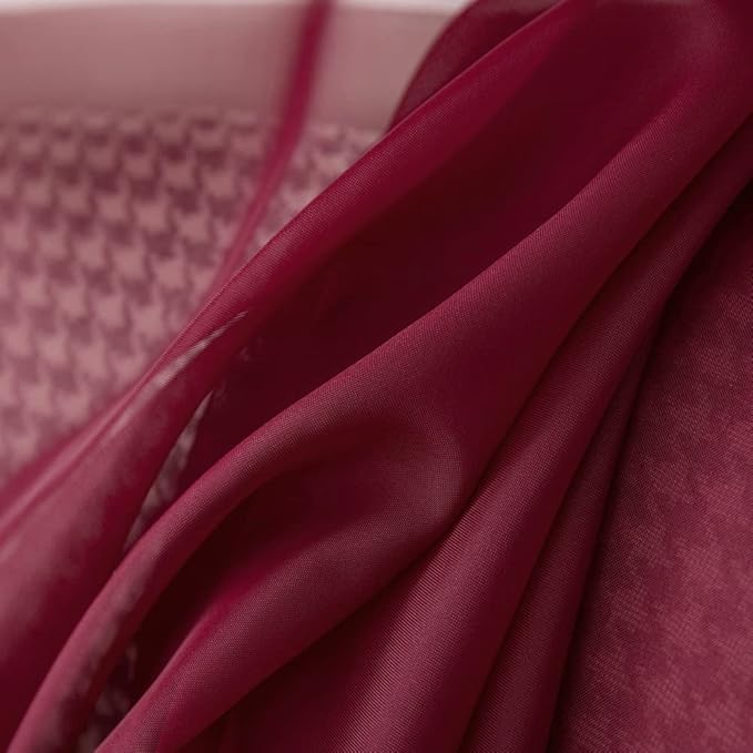 MIULEE Christmas Luxury Window Scarf Sheer Voile Elegant Topper Long Window Valance Solid Window Treatment Swags Drapes for Window Ceremony Wedding Canopy Bed 54" x 216" Maroon Red 1 Piece