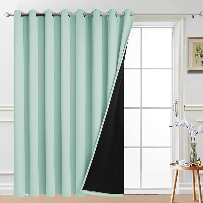 Yakamok Aqua 100% Blackout Patio Door Curtain Panels W100 x L84, 1 Panel | by Yakamok