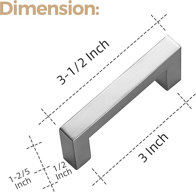 Ravinte 60 Pack 3 Inch Square Cabinet Handles Satin Nickel Pulls Brushed Nickel Drawer Pulls Kitchen Cupboard Hardware for Cabinets Cupboard Drawer Handles