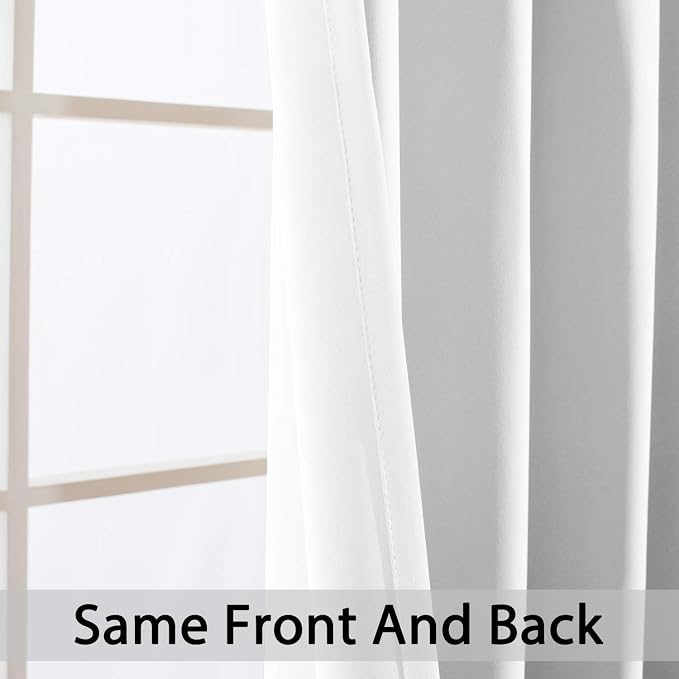 Yakamok Room Darkening Curtains 52x108 inch Length Pure White-Living Room | 2 - Image 5