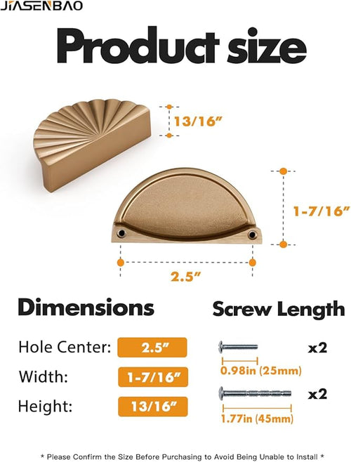 10 Pack Champagne Bronze Cabinet Pulls 2.5" Hole Center Cup Flat Drawer Pulls Kitchen Cupboard Bathroom Dresser Cabinet Hardware Handles Zinc Alloy