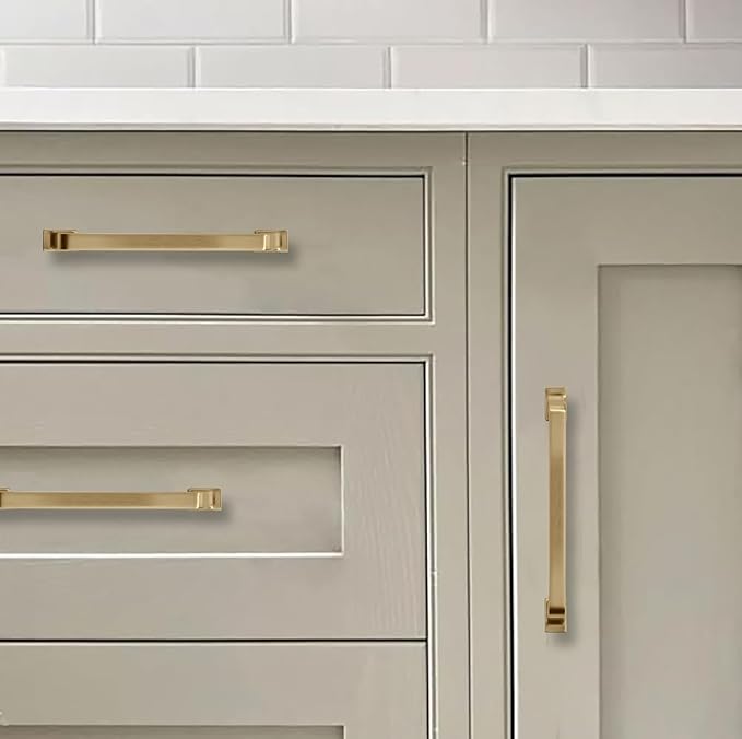 Khtume 6-Pack 10 Inch Cabinet Handles - Champagne Bronze and Warm Brass cabinet pulls for kitchen cabinets and cupboards