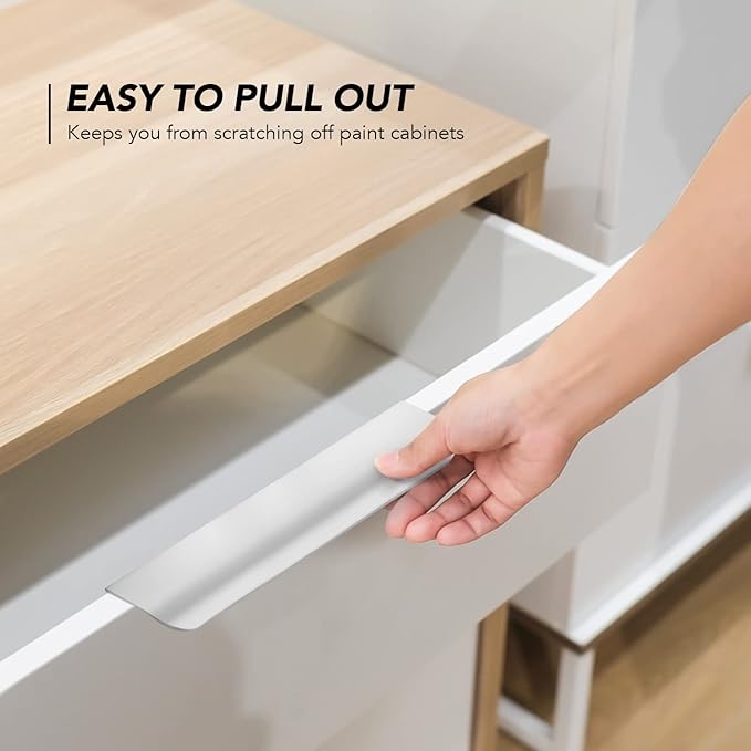Ravinte Hardware 12 Pack Silver Cabinet Handles, 5.9 Inch (150mm) Finger Edge Pulls, 5 Inch Hole Center, Finger Pulls for Cabinets