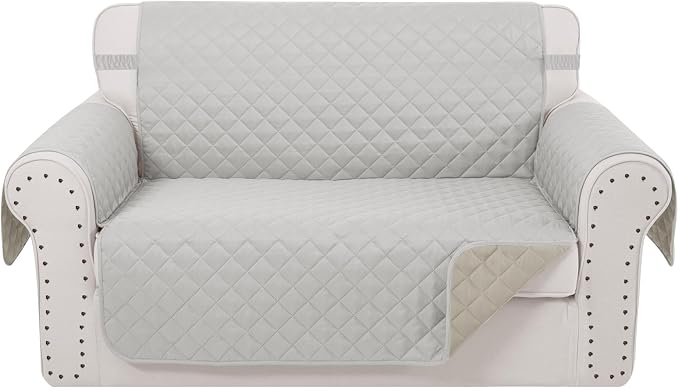 Reversible Loveseat Couch Sofa Covers, Light Grey | Loveseat Covers by LuxshareHome