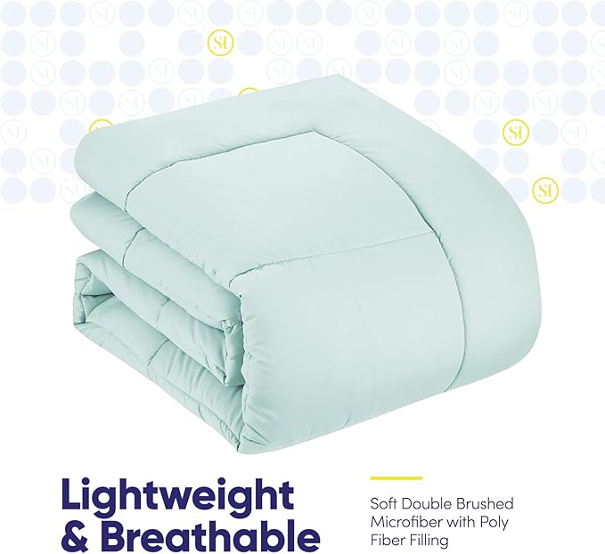 King Size Comforter Set with Sheets - 7-Piece Bedding Collection - 1 Comforter, 1 Fitted Sheet, 1 Flat, 4 Pillowcases - Deep Pocket - Soft & Breathable Premium Quality - Ideal for All Seasons, Aqua