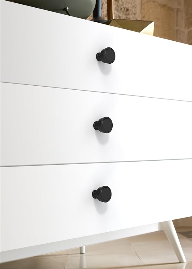 10 Pack Matte Black Cabinet Knobs Single Hole Cabinet Pulls Round Kitchen Cabinet Knobs
