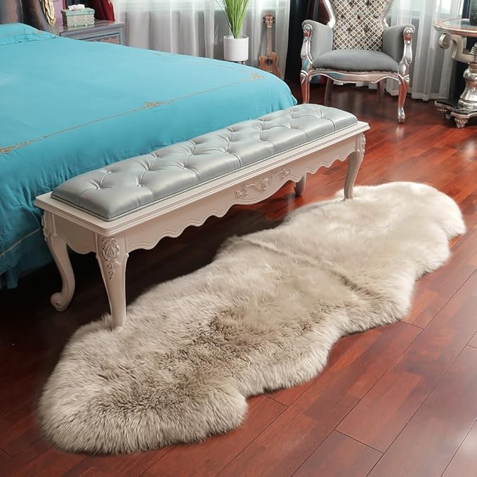 IRIWOOL Premium Genuine Fur Sheepskin Rug Real Australia Sheepskin Natural - Image 3