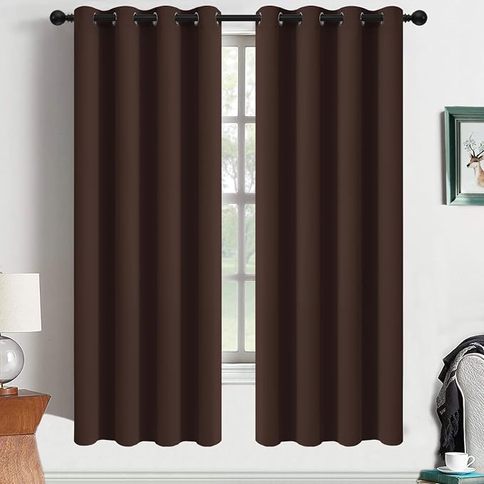 Yakamok Room Darkening Curtains 52x63 inch Long Chocolate Brown-Living Room | 2 by Yakamok