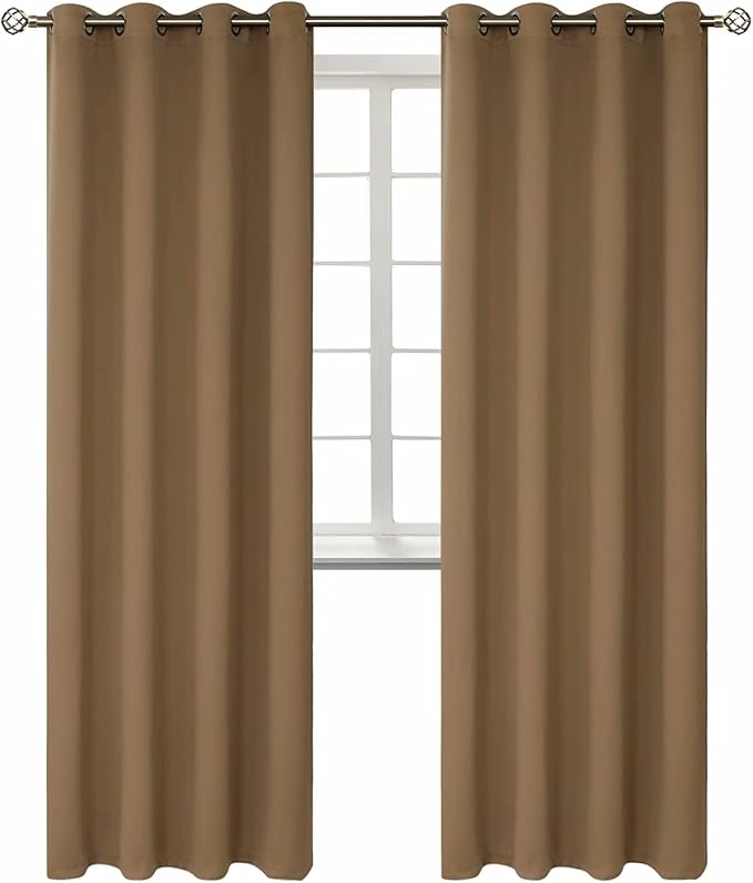 BGment Blackout Curtains for Living Room - Grommet Thermal Insulated Room Darkening Curtains for Bedroom, 2 Panels of 52 x 84 Inch, Taupe
