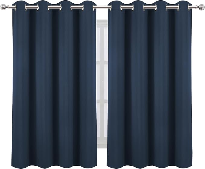 Navy Blue Thermal Blackout Curtains/52 x 54 Inch/Set of 2 Panels Room Darkening - Image 2