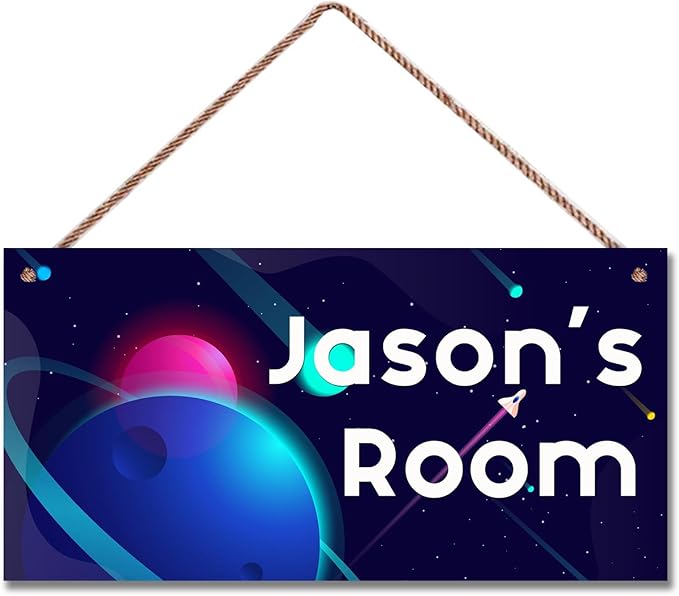 Personalized Sign Universe Sign Custom Name Science Fiction Theme Sign For Kids Room Wall Art Décor Outer Space Art Wall Decor For Girls Room Bedroom Nursery Door Plate For Boys Room