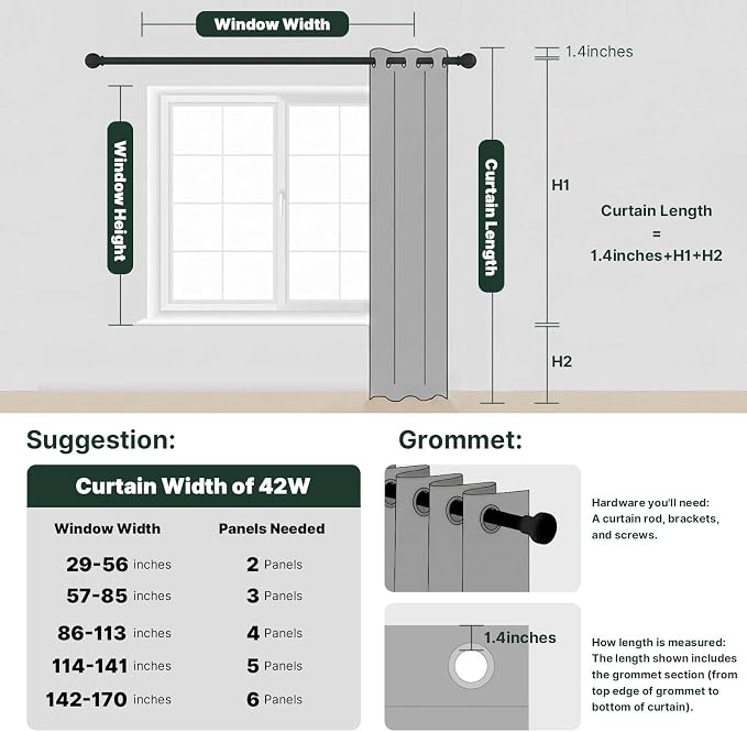 H.VERSAILTEX White Curtains for Bedroom Thermal Insulated Room Darkening Living - Image 2