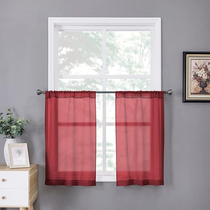Tollpiz Sheer Tier Curtains Kitchen Linen Textured Half Curtain Sheers Light by Tollpiz