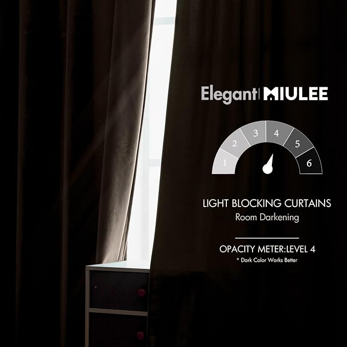 MIULEE Velvet Curtains 52x96 inches Chocolate Brown Blackout Curtains | Luxury - Image 5