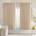 MIULEE Beige Back Tab Blackout Curtains 52x54 Inch Length 2 Panels Set | Rod by MIULEE