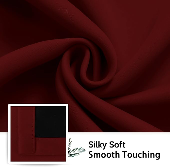 SimpleHome Burgundy Red 100% Blackout Curtains Room Darken Living Room 96 | - Image 7