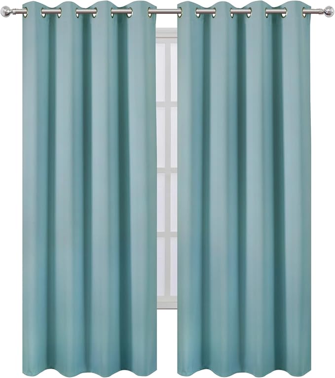 Blackout Curtains 66 x 84 inch/Stone Blue Curtains Set of 2 Panels/Thermal - Image 2