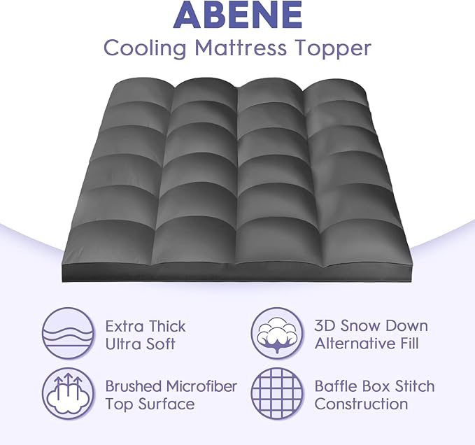 ABENE Mattress Topper for Back Pain Relief, Extra Thick Mattress Pad Pillowtop, Soft Mattress Protector Cover with 8"-21" Deep Pocket, Overfilled Down Alternative Filling (Gray, Full XL)