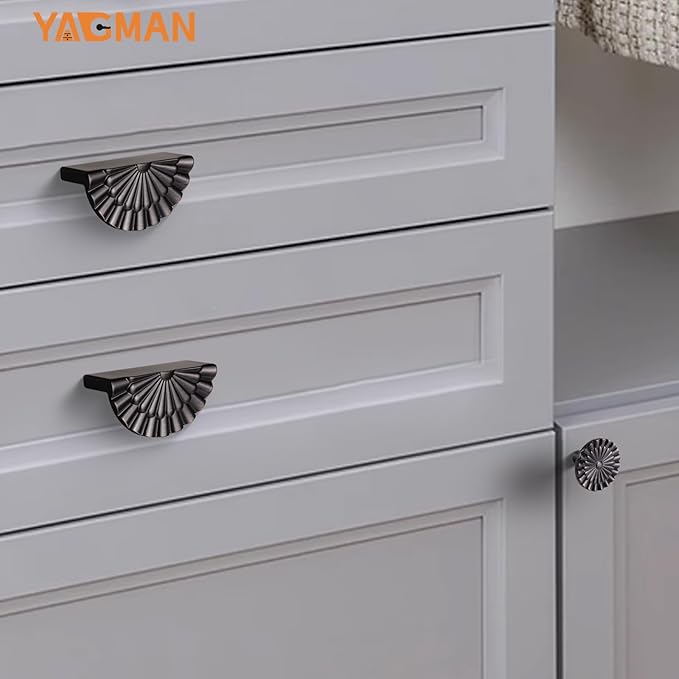 Oil Rubbed Bronze Cabinet Pulls 6 Pack 3 Inch Modern Drawer Handles Kitchen Cupboard Half Moon Bathroom Dresser Sunflower Cup Pulls SH-ORB76-6