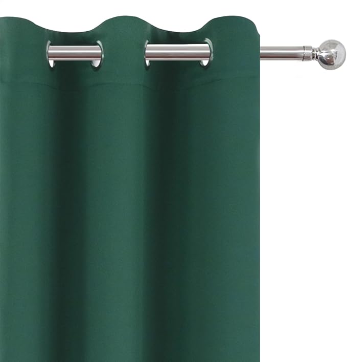 Blackout Curtains 66 x 54 Inch Long Dark Green Curtains Set of 2 Panels Room - Image 6