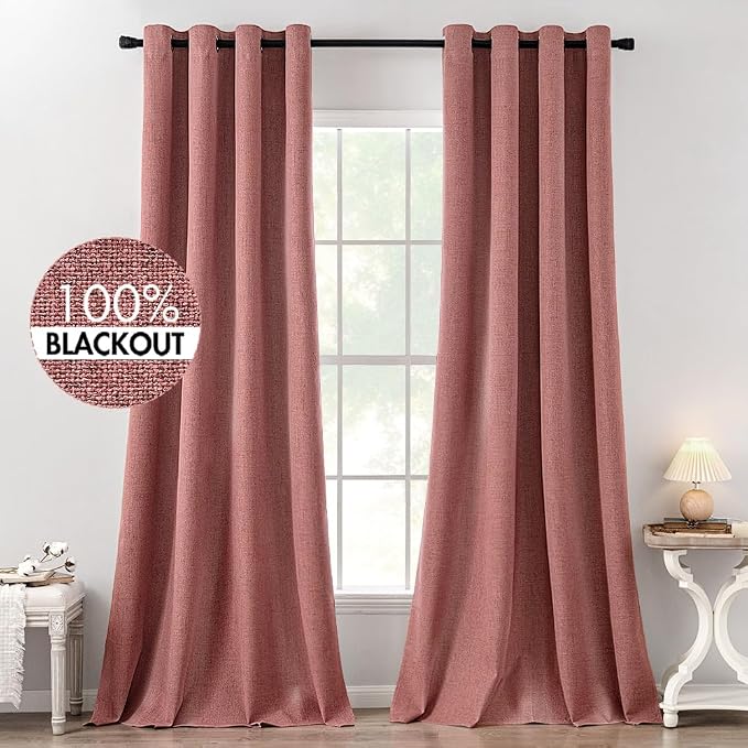 MIULEE 100% Blackout Linen Curtains by MIULEE