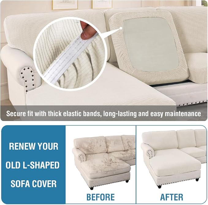 H.VERSAILTEX Sectional Couch Covers 8 Pieces Stretch Sofa Covers - Image 6