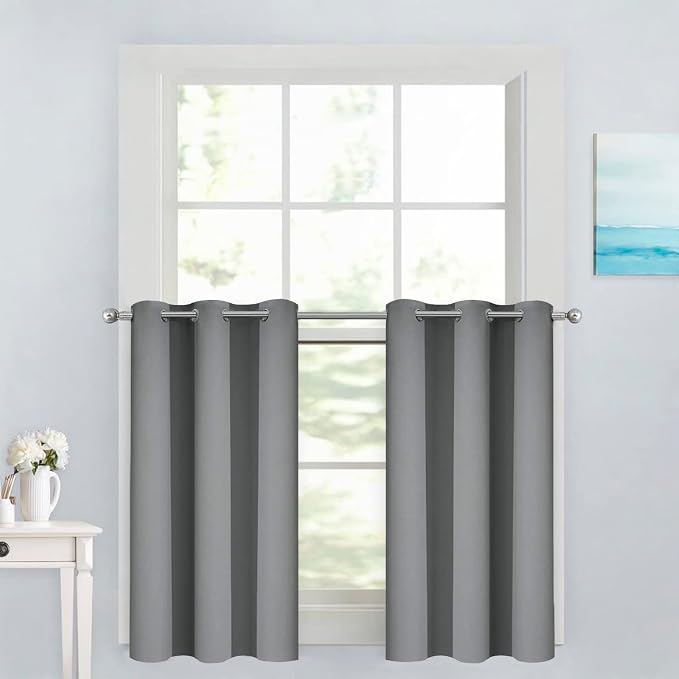 Yakamok Grey Room Darkening Window Curtains 42x36 Inch by Yakamok
