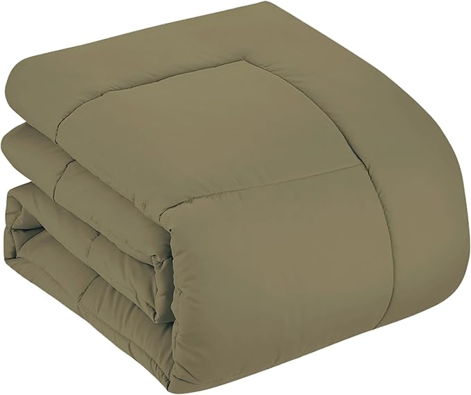 Sweet Home Collection 7 Piece Comforter Set Bag Solid Color All Season Soft Down Alternative Blanket & Luxurious Microfiber Bed Sheets, Sage, Twin XL