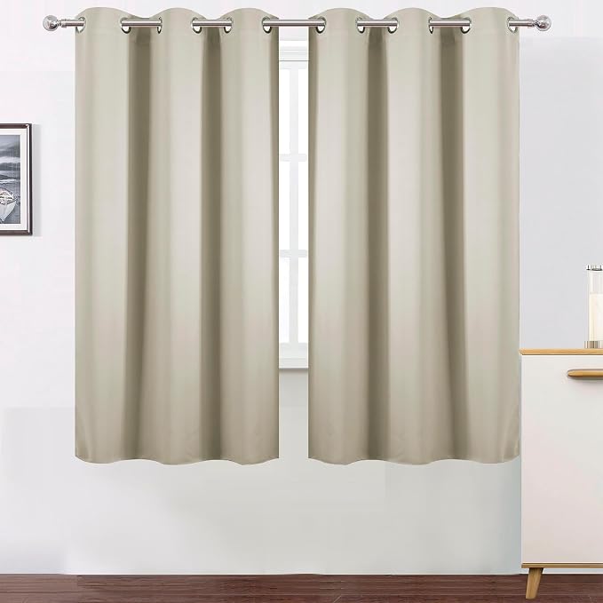 Light Beige Blackout Curtains 34 x 63 Inch Length/Set of 2 Curtain by Lemomo
