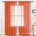 SpaceDresser Basic Rod Pocket Sheer Voile Window Curtain Panels Jaffa Orange 1 by SpaceDresser