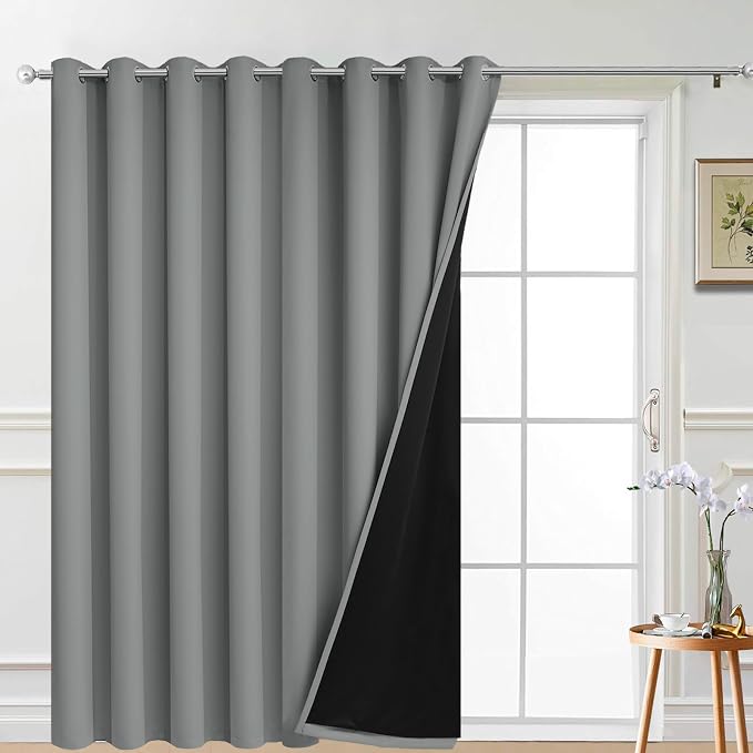 Yakamok Dove Grey Blackout Patio Door Curtain Panels W100 x L96, 1 Panel | by Yakamok