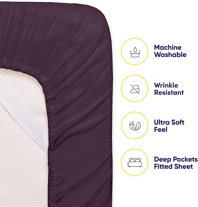 King Size Bed Sheets - 6 Piece 1500 Supreme Collection Fine Brushed Microfiber Deep Pocket King Sheet Set Bedding - 2 Extra Pillow Cases, Great Value, King, Purple