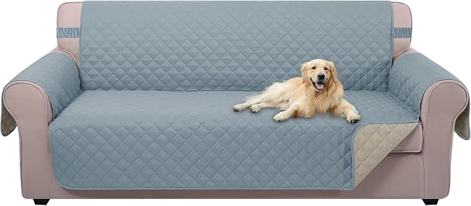 U-NICE HOME Large Sofa Cover Reversible Couch Cover, Light Blue/Beige | by U-NICEHOME