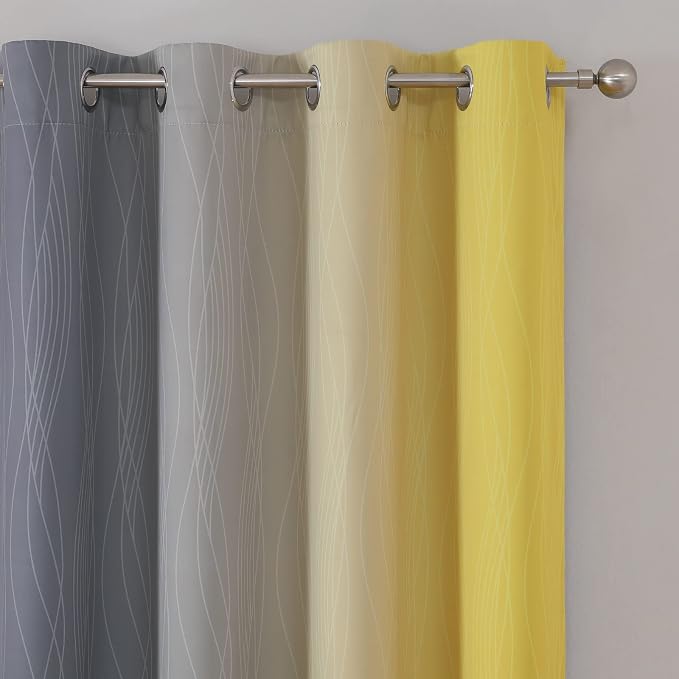 Yellow and Grey Ombre Blackout Curtains - Image 4