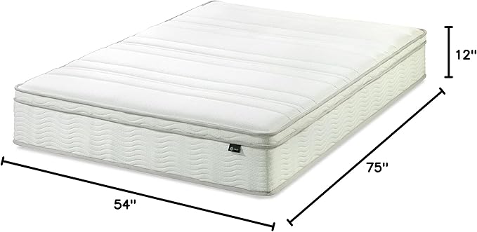 ZINUS 12 Inch Foam and Spring Mattress, Full, CertiPUR-US Certified Foams, Mattress in A Box, White