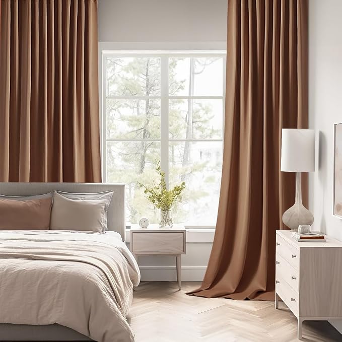 MIULEE Cappuccino Brown Back Tab Blackout Curtains 52"x96" Long 2 Panel Set | - Image 2