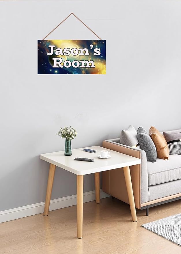 Personalized Sign Galaxy Stars Themed Bedroom Decor Fantasy Sign for Kids Room Outer Space Decor for Boys Room Nursery Wall Decorations Stuff For Little Man Cave