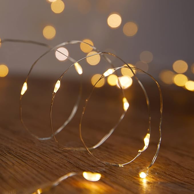 5 Pack Fairy Lights Battery Operated, 7 Feet 20 Led String Lights with Timer, Waterproof Firefly Lights on Silver Wire for Home Party Wedding Christmas Decorations, 6 Hours on/18 Hours Off, Warm White